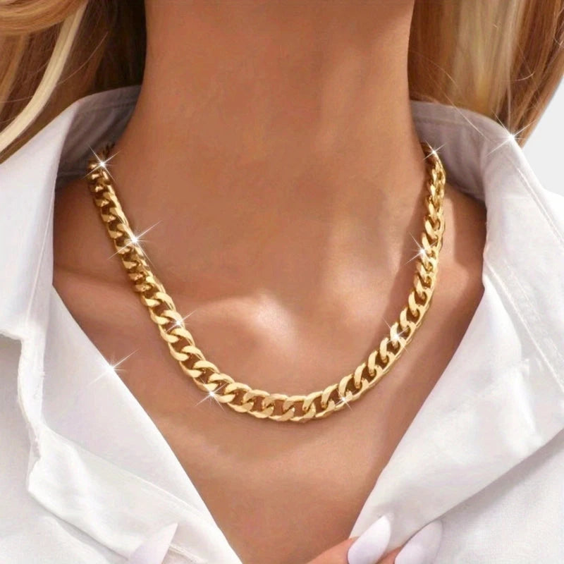 Virelle-Virelle | Dames Ketting – Gouden Geel, Chunky Schakel, Modieus Design