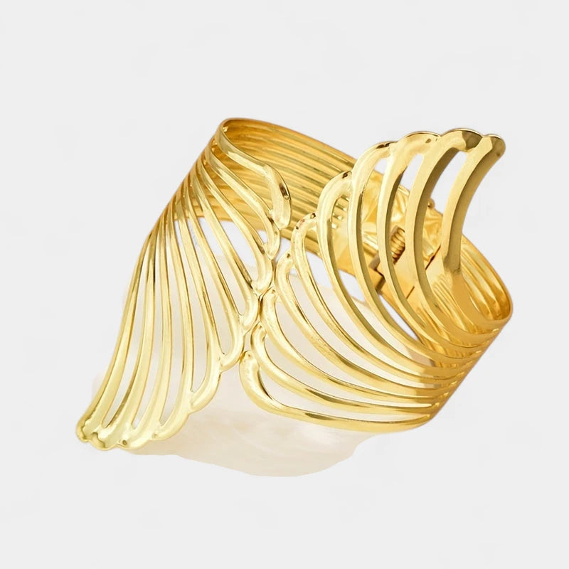 Virelle-Virelle | Dames Manchetcuff – Metaal Uitsnede Vleugelmotief, Elegante Open Band