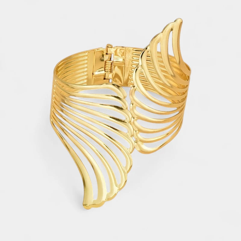 Virelle-Virelle | Dames Manchetcuff – Metaal Uitsnede Vleugelmotief, Elegante Open Band