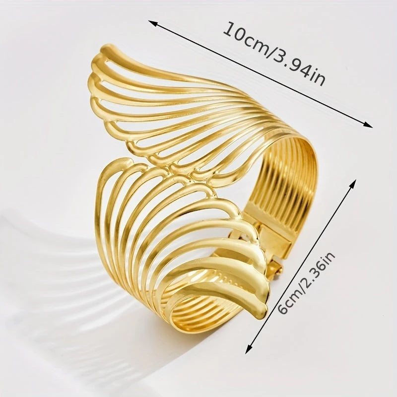 Virelle-Virelle | Dames Manchetcuff – Metaal Uitsnede Vleugelmotief, Elegante Open Band