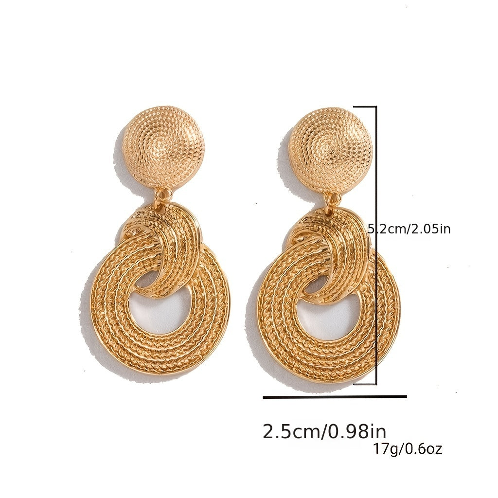 Virelle-Virelle | Dames Oorbellen – Geometrische Grote Cirkel, Vergulde Metaal, Hangend Design