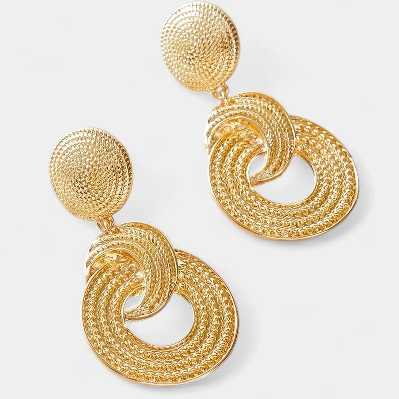 Virelle-Virelle | Dames Oorbellen – Geometrische Grote Cirkel, Vergulde Metaal, Hangend Design