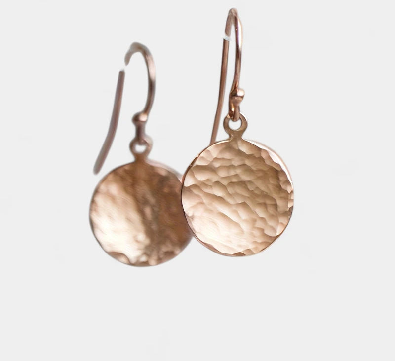 Virelle-Virelle | Dames Oorbellen – Minimalistisch Rond Ontwerp, Gehamerd 14K Goudlaag