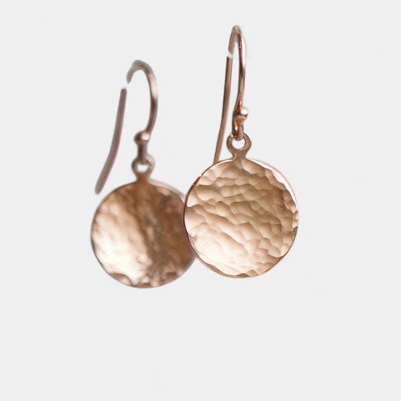 Virelle-Virelle | Dames Oorbellen – Minimalistisch Rond Ontwerp, Gehamerd 14K Goudlaag