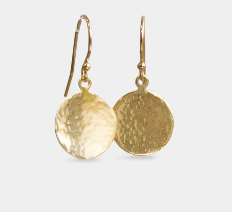 Virelle-Virelle | Dames Oorbellen – Minimalistisch Rond Ontwerp, Gehamerd 14K Goudlaag