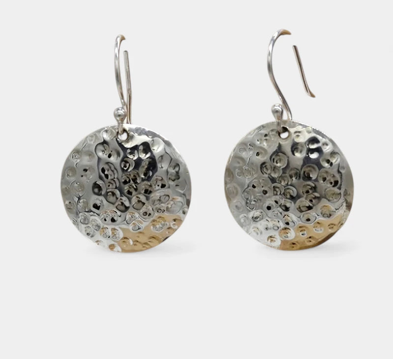 Virelle-Virelle | Dames Oorbellen – Minimalistisch Rond Ontwerp, Gehamerd 14K Goudlaag