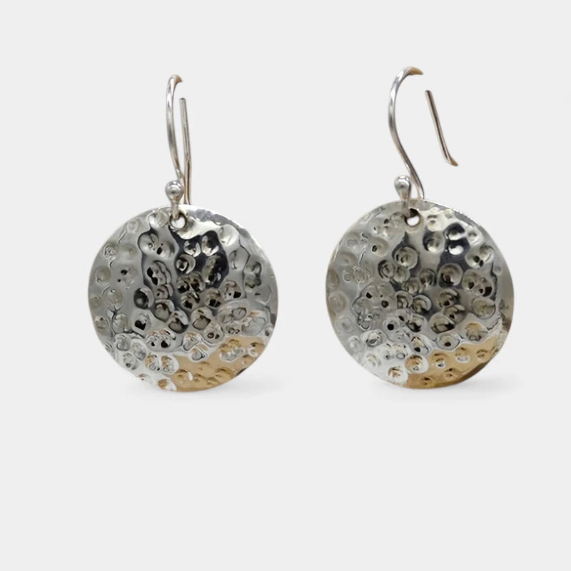 Virelle-Virelle | Dames Oorbellen – Minimalistisch Rond Ontwerp, Gehamerd 14K Goudlaag