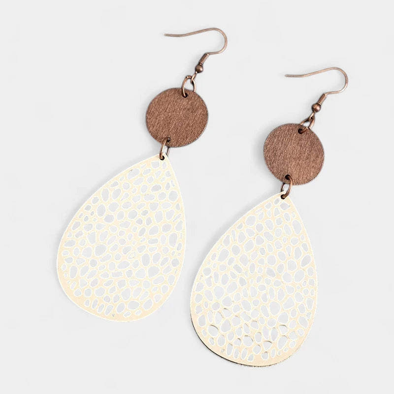 Virelle-Virelle | Dames Oorbellen – Vintage PU Leer, Hol Ontwerp, IJzeren Steker, Veelzijdig en Tijdloos