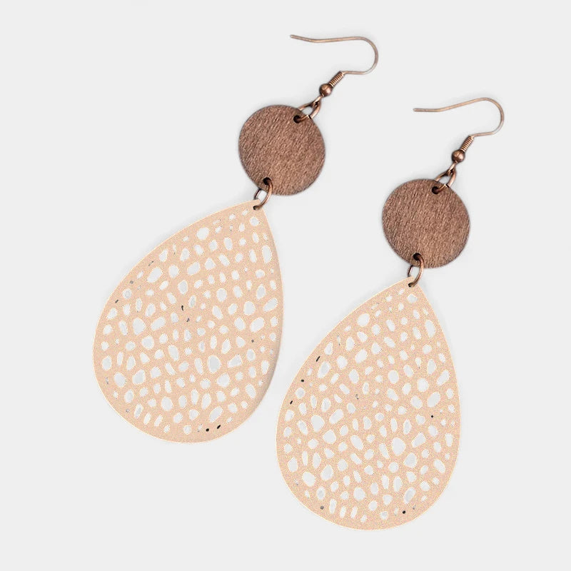 Virelle-Virelle | Dames Oorbellen – Vintage PU Leer, Hol Ontwerp, IJzeren Steker, Veelzijdig en Tijdloos