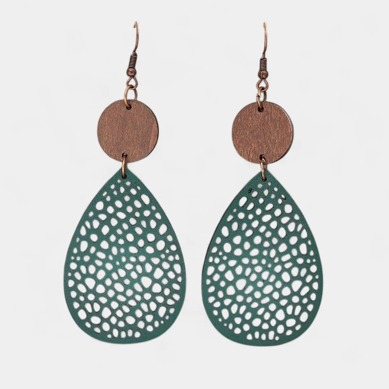 Virelle-Virelle | Dames Oorbellen – Vintage PU Leer, Hol Ontwerp, IJzeren Steker, Veelzijdig en Tijdloos