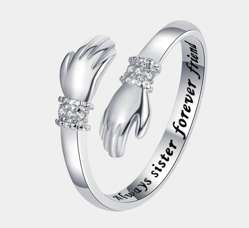 Virelle-Virelle | Dames Ring – Open Omhelzend Design, Verstelbare Pasvorm, Romantische Gravure
