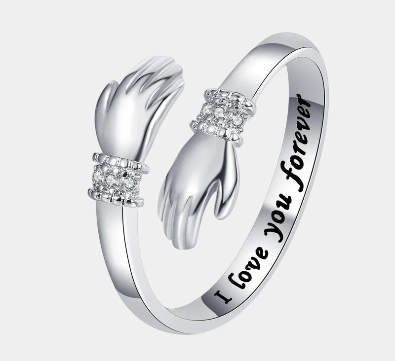 Virelle-Virelle | Dames Ring – Open Omhelzend Design, Verstelbare Pasvorm, Romantische Gravure