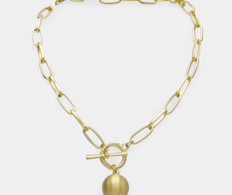 Virelle-Virelle | Dames Schakelketting – Metaal Glossy Balhanger, Grove Statement Schakels