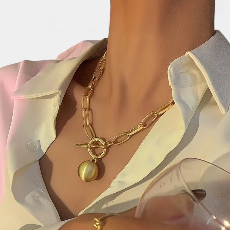 Virelle-Virelle | Dames Schakelketting – Metaal Glossy Balhanger, Grove Statement Schakels