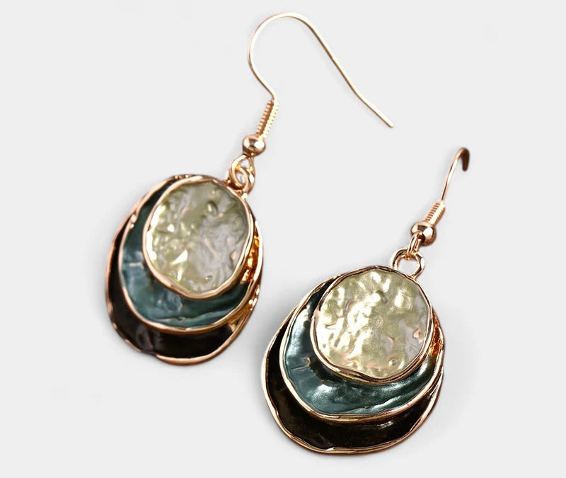 Virelle-Virelle | Dames Sieradenset – Boheemse Drie-Lagen Cirkel, Zinklegering met Gouden Emaille, Elegant Ontwerp