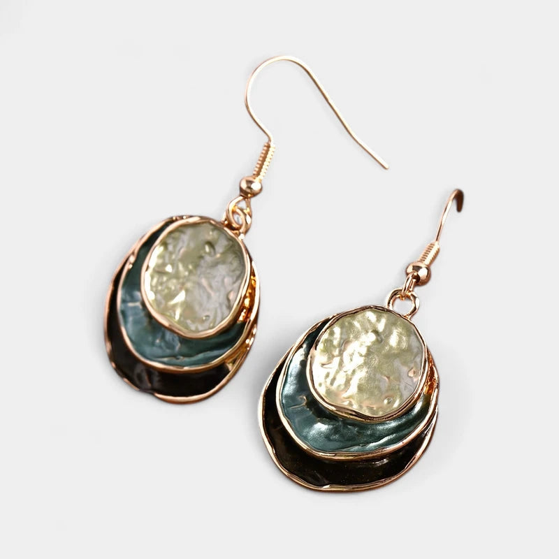 Virelle-Virelle | Dames Sieradenset – Boheemse Drie-Lagen Cirkel, Zinklegering met Gouden Emaille, Elegant Ontwerp