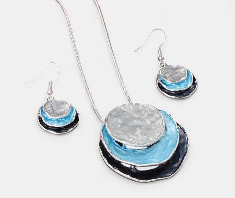 Virelle-Virelle | Dames Sieradenset – Boheemse Drie-Lagen Cirkel, Zinklegering met Gouden Emaille, Elegant Ontwerp