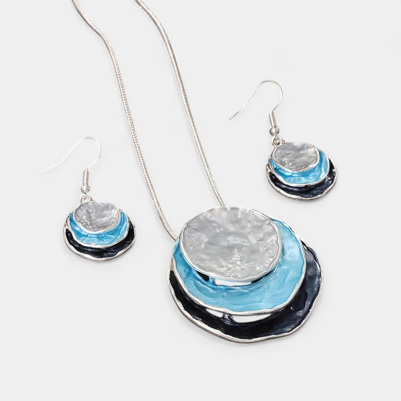 Virelle-Virelle | Dames Sieradenset – Boheemse Drie-Lagen Cirkel, Zinklegering met Gouden Emaille, Elegant Ontwerp