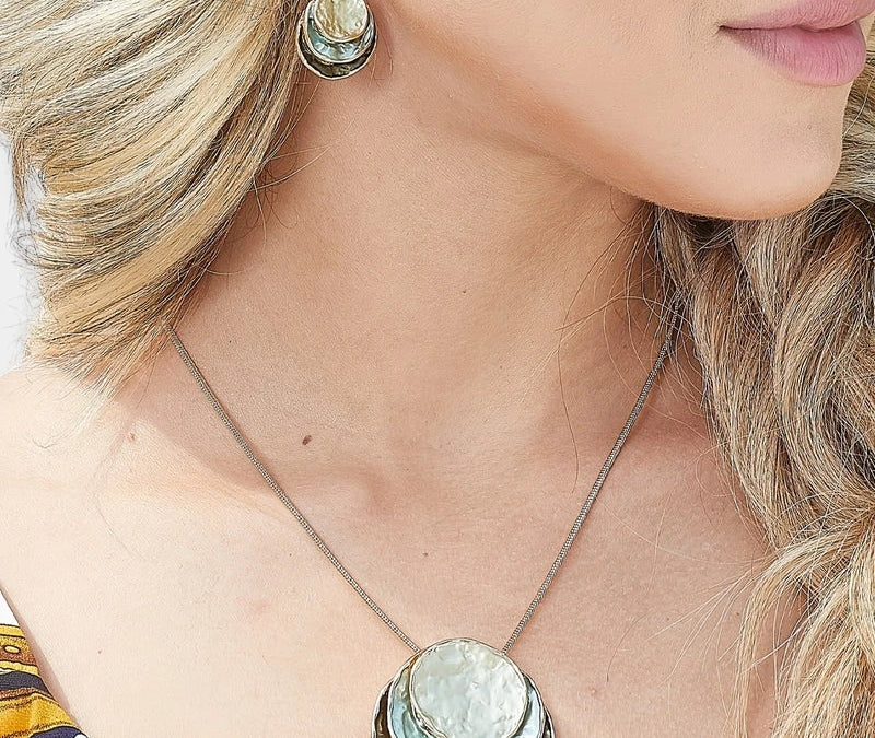 Virelle-Virelle | Dames Sieradenset – Boheemse Drie-Lagen Cirkel, Zinklegering met Gouden Emaille, Elegant Ontwerp