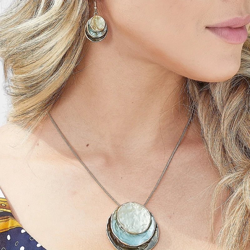 Virelle-Virelle | Dames Sieradenset – Boheemse Drie-Lagen Cirkel, Zinklegering met Gouden Emaille, Elegant Ontwerp