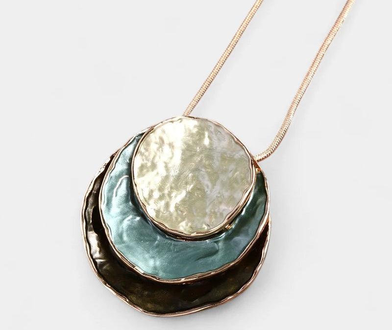 Virelle-Virelle | Dames Sieradenset – Boheemse Drie-Lagen Cirkel, Zinklegering met Gouden Emaille, Elegant Ontwerp