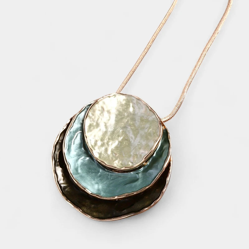 Virelle-Virelle | Dames Sieradenset – Boheemse Drie-Lagen Cirkel, Zinklegering met Gouden Emaille, Elegant Ontwerp