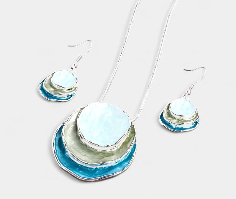 Virelle-Virelle | Dames Sieradenset – Boheemse Drie-Lagen Cirkel, Zinklegering met Gouden Emaille, Elegant Ontwerp