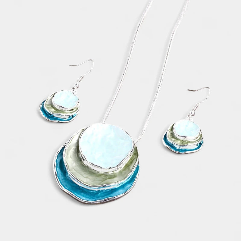 Virelle-Virelle | Dames Sieradenset – Boheemse Drie-Lagen Cirkel, Zinklegering met Gouden Emaille, Elegant Ontwerp