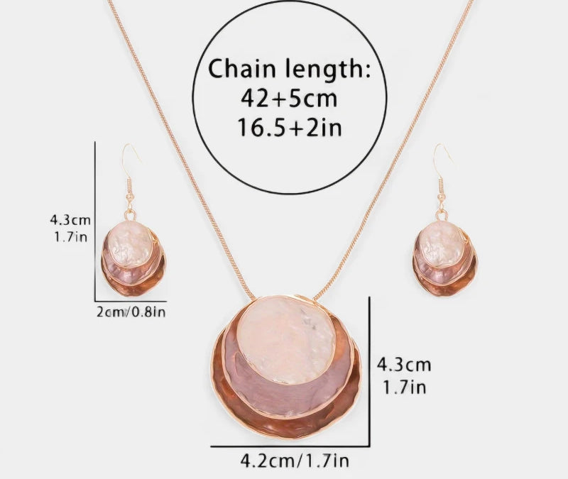 Virelle-Virelle | Dames Sieradenset – Boheemse Drie-Lagen Cirkel, Zinklegering met Gouden Emaille, Elegant Ontwerp