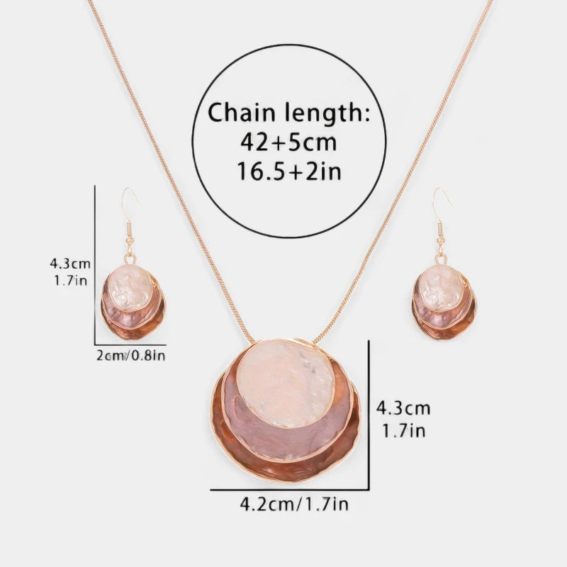 Virelle-Virelle | Dames Sieradenset – Boheemse Drie-Lagen Cirkel, Zinklegering met Gouden Emaille, Elegant Ontwerp