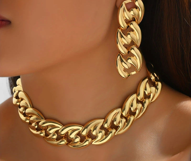 Virelle-Virelle | Dames Sieradenset – Gothic Punk, Chunky Ketting en Oorbellen, Modieus Statement