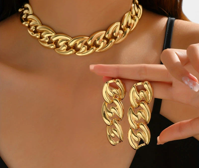 Virelle-Virelle | Dames Sieradenset – Gothic Punk, Chunky Ketting en Oorbellen, Modieus Statement