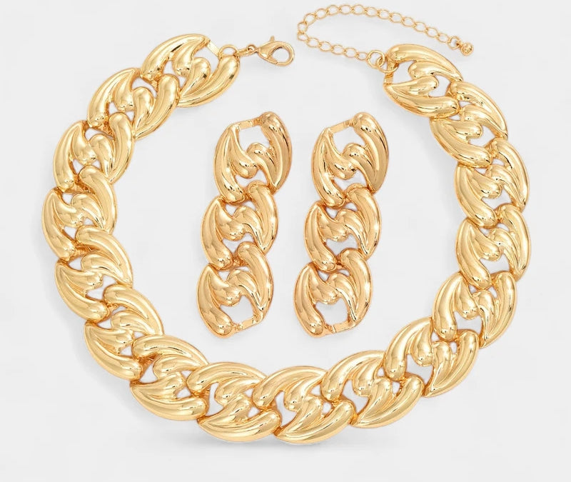 Virelle-Virelle | Dames Sieradenset – Gothic Punk, Chunky Ketting en Oorbellen, Modieus Statement