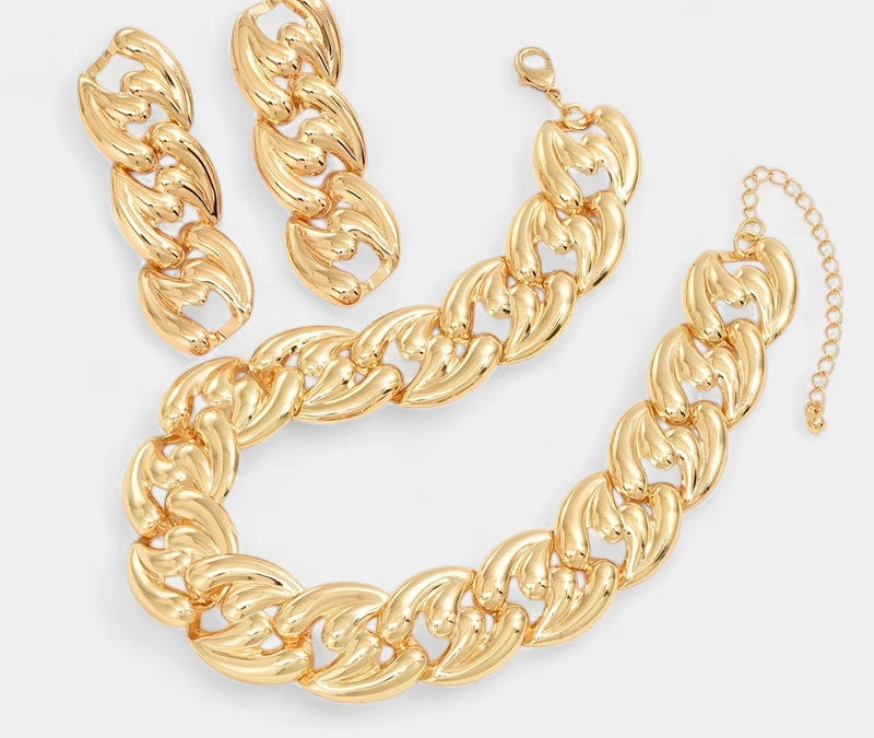 Virelle-Virelle | Dames Sieradenset – Gothic Punk, Chunky Ketting en Oorbellen, Modieus Statement