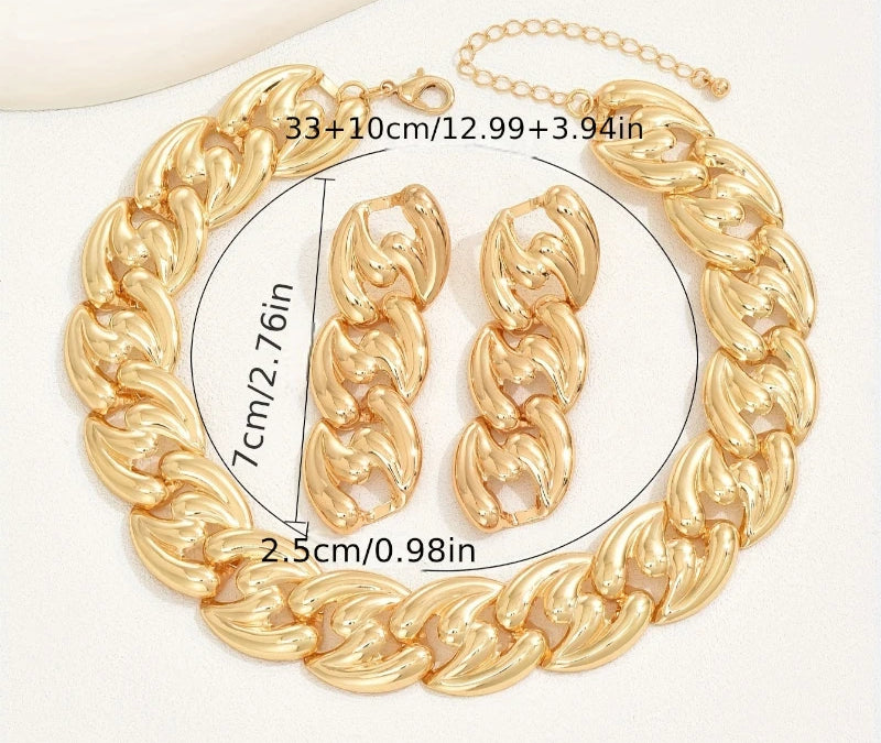 Virelle-Virelle | Dames Sieradenset – Gothic Punk, Chunky Ketting en Oorbellen, Modieus Statement