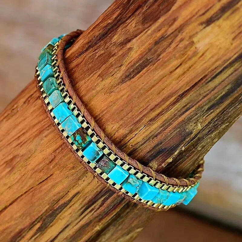 Virelle-Virelle | Dames armband – Keizersteen en turquoise, kralenstijl, elastisch koord