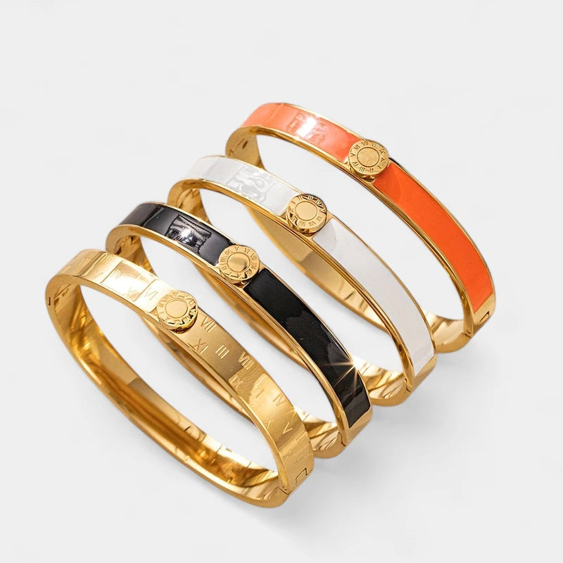 Virelle-Virelle | Dames armband – Roestvrij staal, Romeinse cijfers, Emaille afwerking