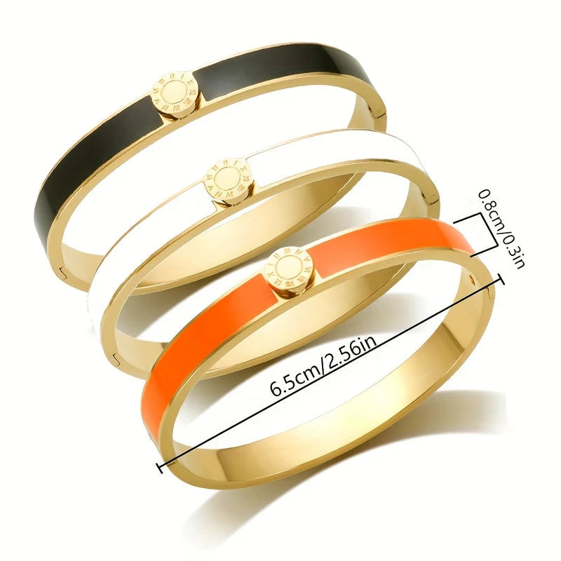 Virelle-Virelle | Dames armband – Roestvrij staal, Romeinse cijfers, Emaille afwerking