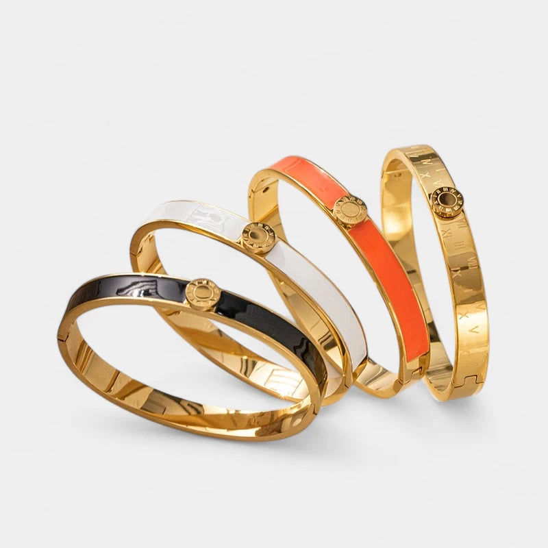 Virelle-Virelle | Dames armband – Roestvrij staal, Romeinse cijfers, Emaille afwerking