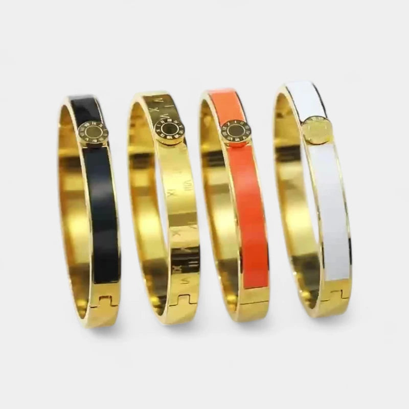 Virelle-Virelle | Dames armband – Roestvrij staal, Romeinse cijfers, Emaille afwerking