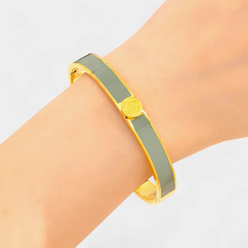 Virelle-Virelle | Dames armband – Roestvrij staal, Romeinse cijfers, Emaille afwerking