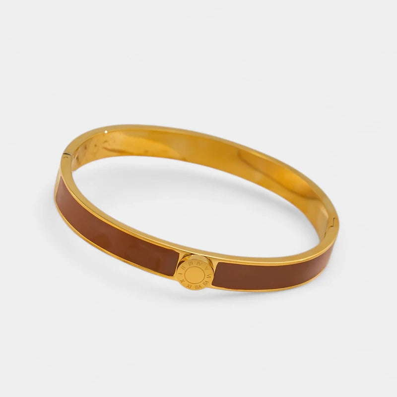 Virelle-Virelle | Dames armband – Roestvrij staal, Romeinse cijfers, Emaille afwerking