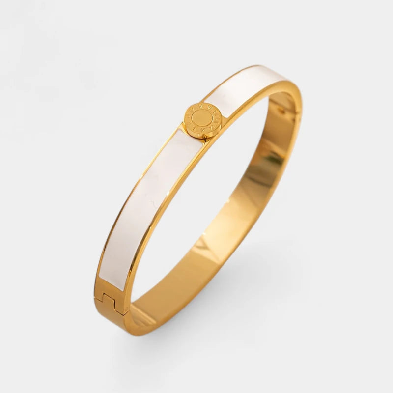 Virelle-Virelle | Dames armband – Roestvrij staal, Romeinse cijfers, Emaille afwerking