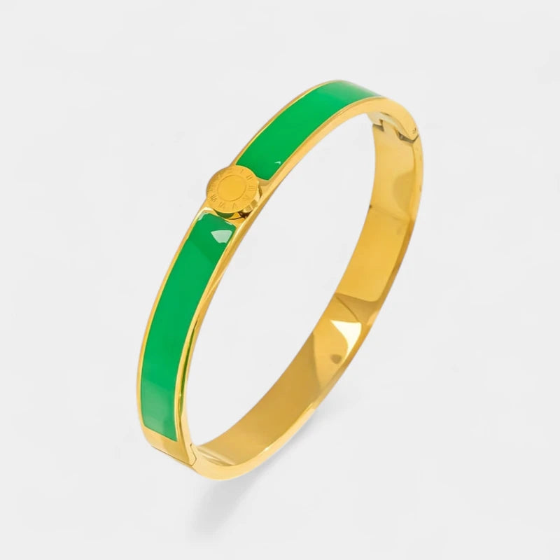 Virelle-Virelle | Dames armband – Roestvrij staal, Romeinse cijfers, Emaille afwerking