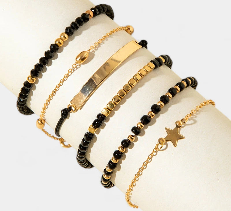 Virelle-Virelle | Dames armbandenset – Hars kralenwerk, Ster hangerdesign, Gelaagde stijl