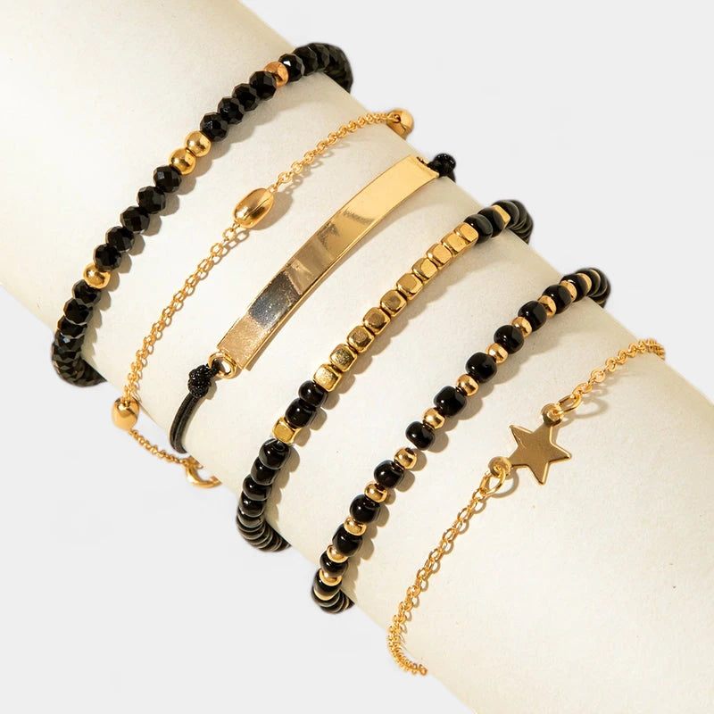 Virelle-Virelle | Dames armbandenset – Hars kralenwerk, Ster hangerdesign, Gelaagde stijl