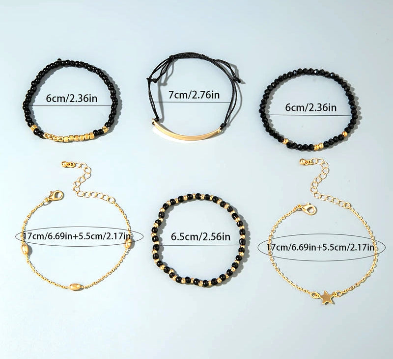 Virelle-Virelle | Dames armbandenset – Hars kralenwerk, Ster hangerdesign, Gelaagde stijl