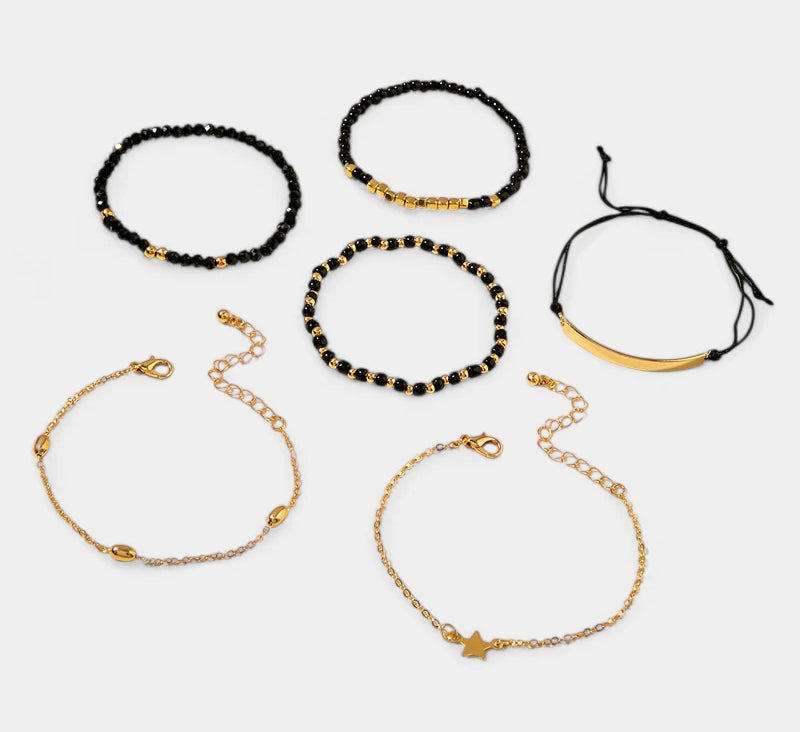 Virelle-Virelle | Dames armbandenset – Hars kralenwerk, Ster hangerdesign, Gelaagde stijl