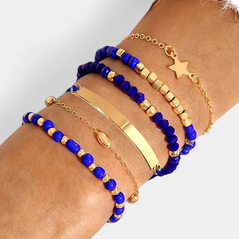 Virelle-Virelle | Dames armbandenset – Hars kralenwerk, Ster hangerdesign, Gelaagde stijl