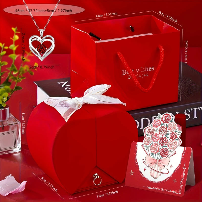 Virelle-Virelle | Dames ketting – Hartvormige hanger, 100‑talen gravure, Rode roos detail